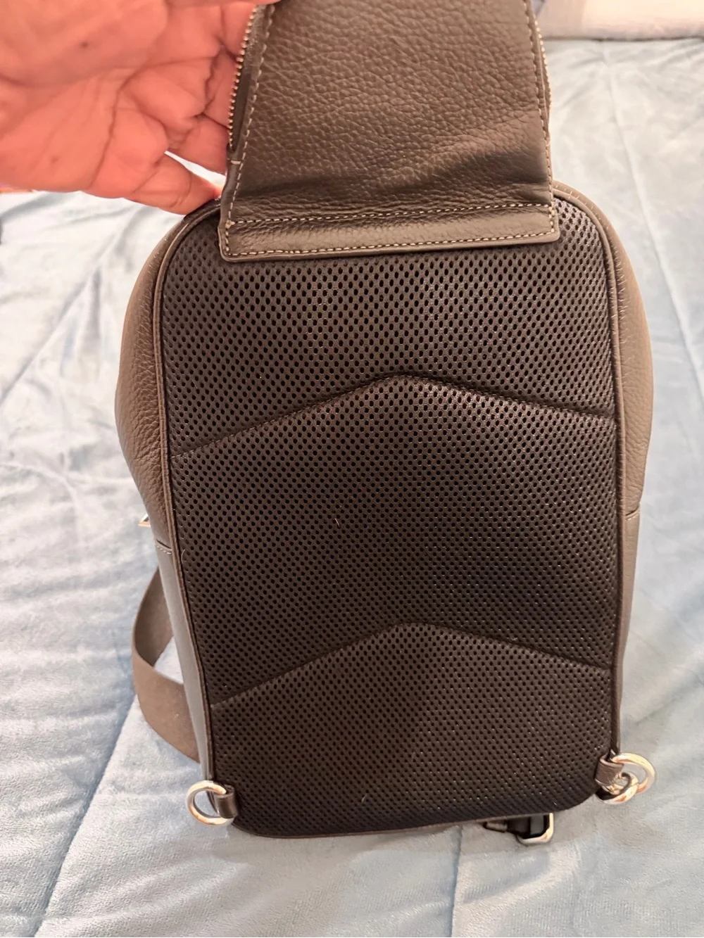 Coach Black Pebbled Leather Sling Bag with Adjustable Strap